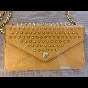 Rebecca Minkoff Tan Leather Gold Chain Stud Clutch